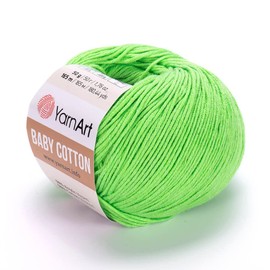 YarnArt Baby Cotton - Knitting Yarn, Baby Yarn, Summer Yarn, Amigurumi Yarn, Soft Yarn, 50% Cotton Yarn, 50% Acrylic Yarn, 1.76 Oz, 180.44 Yds (4 Skein, 438)