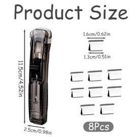 Clam Clip Dispenser with 8 Resuable Refill Clips, Portable Paper Clam Clip Dispenser for School, Offices, Homes, Paper Clips for Fixing Loose Leaf Paper, Documents, Reports (Black)