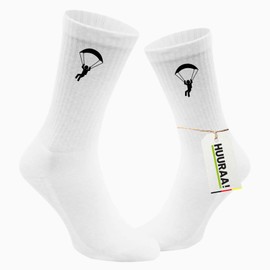 Huuraa Unisex Tennis Socks Paragliding Gift Size 8/12 White Paragliding Present