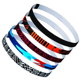 MUNSKT 5PCS Sport Headbands, Non-Slip Elastic Hair Band Slim Headwrap Athletic Sweatband for Women Men Running Cycling Climbing Exercise Football Yoga