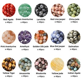 600pcs Natural Stone Beads Polished Beading 6mm Loose Beads Gemstone Crystal Energy Stone Healing Power for Jewelry Making