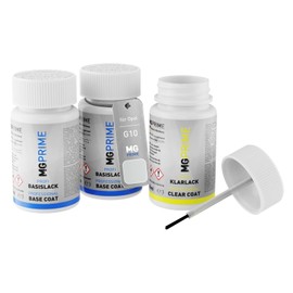 MG PRIME Autolack Lackstift Set für Opel G10 / KWE Perlmuttweiss Pearl/Perlmuttweiss Perleffekt Grundlack Basislack Klarlack je 50ml