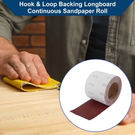 Hihaha P220 Long Board Sanding Paper 393.70"x3.94" Red Sanding Roll Back Velvet 1 Pc