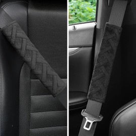 JUSTTOP - Juego de 2 Almohadillas para Orejas universales para cinturón de Seguridad de Coche para una conducción más cómoda (Negro)
