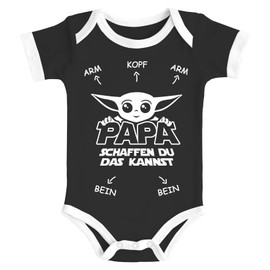 MoonWorks® Baby Bodysuit with Saying Papa du schaffst das Funny Gift for Dads Organic Cotton Boys & Girls, Papa Create Black and White