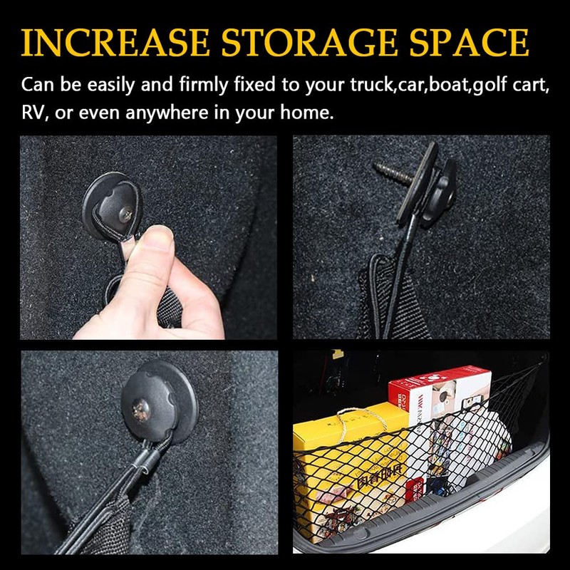 Car Rear Cargo Net, Trunk Cargo Storage Net with Hooks,