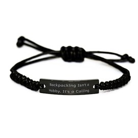 Beautiful Backpacking Black Rope Bracelet, Backpacking Isn't a Hobby. It's a, Joke Engraved Bracelet for Men Women from Friends, Funny Engraved Bracelet Gift Ideas, Unique Funny Engraved Bracelets,