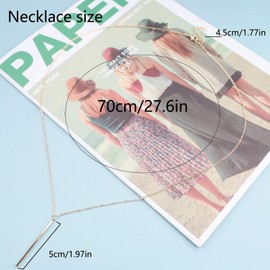 Atentuyi Gold Long Necklace Bar Pendant Necklace Delicate Chain Minimalist Necklace Jewellery for Women and Girls