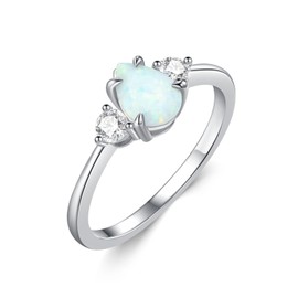 MOTIEL Pear Shape Opal Ring for Women,1 Carat 925 Sterling Silver Opal Gemstone Promise Engagement Ring with Cubic Zirconia,Ring Sizes 4-12, Opal