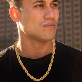 LIFETIME JEWELRY 10mm Rope Chain Necklace 24k Real Gold Plated for Women and Men (30 inches, 1 - Gold Plated)