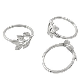 Rierdge Silver Napkin Rings Set of 12, Metal Leaf Holders, Elegant Modern Napkin Rings for Wedding, Dinner Table, Party