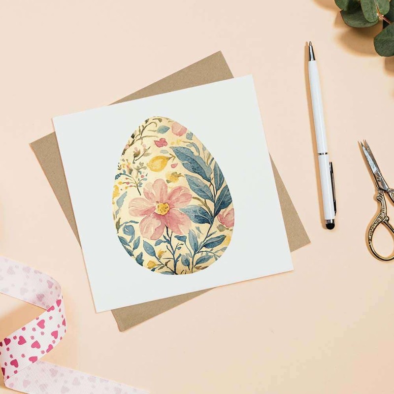 'Floral Easter Egg' Blank Greeting Card (GC00075683)
