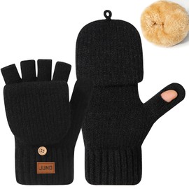 DOINEUFL Fingerless Gloves for Women Thermal, Ladies Winter Mittens Convertible with Fleece Lining and Thumb Opening, Womens Winter Accessories for Work Typing and Outdoor Warmth