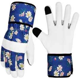 MERTURN Leather Gardening Gloves for Women Garden Gloves Thorn Proof Touch Screen Design Heavy Duty Working Yard Gloves for Planting, Digging, Pruning, Color A