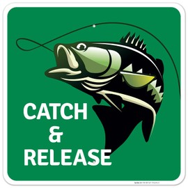 Sigo Signs, Catch and Release Fishing Sign, (SI-62429) 24x24 Inches, Rust Free .063 Aluminum, Fade Resistant, Made in USA