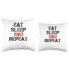 Eat Sleep Ski Repeat Winter Mountains Skiing Lodge Slopes Throw