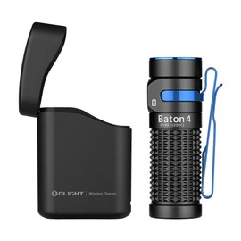 OLIGHT Baton4 Rechargeable EDC Flashlight, LED Pocket Flashlight 1300 Lumens with Magnetic Charging Cable, Small Powerful Bright Flashlight IPX8 Waterproof for Home, Camping, and Emergencies - Color: Baton 4 Kit Black