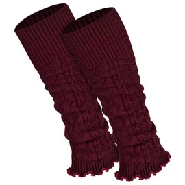 Piarini ® Women's Knit Leg Warmers plain fashionable colour Leg Warmers One Size - Red - One Size