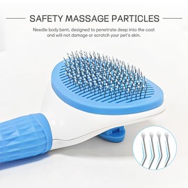Bihoonge Self-Cleaning Slicker Brush,Pet Brush, Pet Massage Tool for Dogs Cats Rabbits Pet Grooming Shedding Brush Hair Care, Gentle on Skin (Blue)