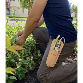 MLTOOLS Leather Holster for Pruning Shears | Made in USA | 100% Fine Grain Leather | Gardening Equipment Case with Steel Metal Clip | Nifty Pouch for Hand Pruners | Wide Belt Slits P8235 (2 Pack)