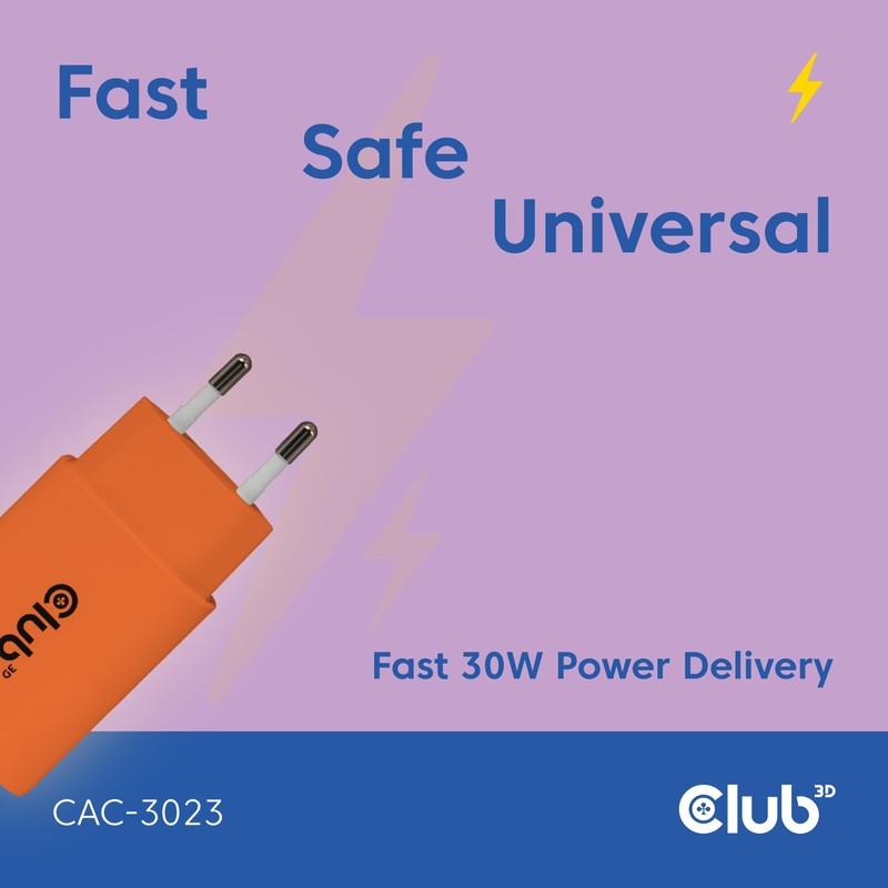 Club3D CAC-3023 USB-C® Charger 30 Watt Pack of 2 Orange