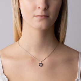 SILVEGO Women's Pendant 925 Sterling Silver with Genuine Garnet Heart, Silver, Garnet