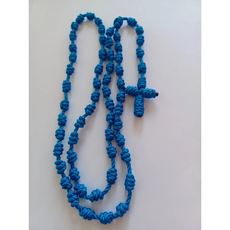 Nylon Rosary Knotted cord Blue