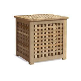 Gashell Bench with Storage, Acacia Laundry Hamper with Seat, Storage Benches with Seating for Entryway, Living Room, Bedroom, Bathroom (15.7x19.7x17.7in)