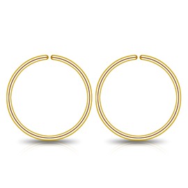 LUCKYJEWUS Small Gold Sterling Silver Huggie Hoop Earrings for Women Cartilage Nose Helix Tragus (Gold, 10mm 22 gauge / 1 pair)