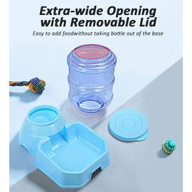 Pet Feeder and Water Food Dispenser Automatic for Dogs Cats, 100% BPA-Free, Gravity Refill, Easily Clean, Self Feeding for Small Large Pets Puppy Kitten Rabbit Bunny (E-Blue)