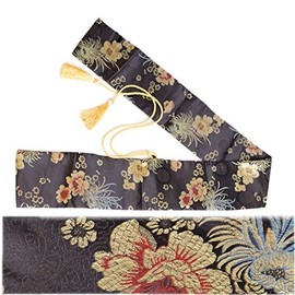 Silk Sword Bag, Bamboo Sword, Imitation Sword, Japanese Sword, Wooden Sword Bag, Storage Bag, Golden Tassel String, Storage, Protection (Happy Flower)