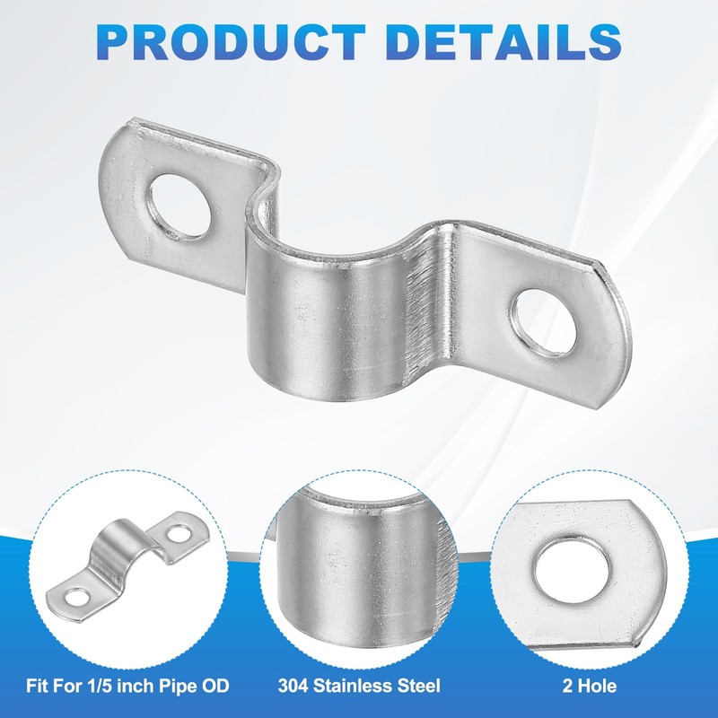 PATIKIL 12mm Rigid Pipe Strap, 12 Pcs 304 Stainless Steel