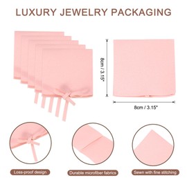 uxcell 40 Pcs Microfiber Jewelry Pouch 3.1 × 3.1 Inch, Mini Jewelry Packaging Bag with Tie for Small Jewelry Gift Bag Bulk Necklace Earrings, Pink