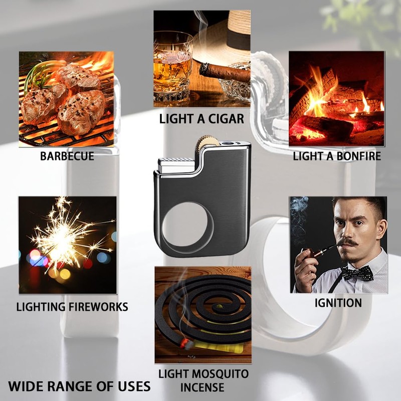 Creative Ring Buckle Grinding Wheel Lighter, Butane Torch Soft Flame,