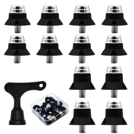 GIONAR Football Boots Screw Stud Set 13 mm / 16 mm Plastic Replacement Studs with Special Key and Storage Box Soccer Studs M5 for Football and Rugby Shoes Pack of 12, black