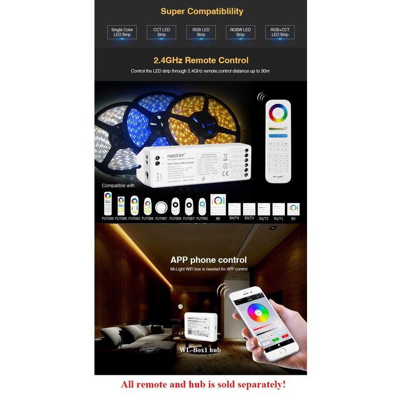LGIDTECH LS2 Miboxer LED Strip Light Controller, 2.4GHz Wireless 5