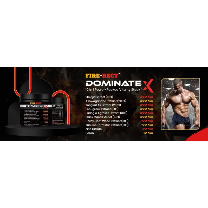 Fire-Rect Dynamate X 10 in 1 Supplement for Men, Strength,