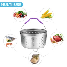 Haswe Steamer Basket for instant Pot Pressure Cooker, Accessories Set Compatible with 5/6/8 Qt InstaPot -18/8 Stainless Steel Strainer Insert with Silicone Handle,Divider,Egg Steamer Rack, 6 Quart