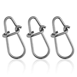 Dr.Fish Paquete de 100 broches de anzuelo de acero inoxidable para pesca de doble bloqueo, clips de pesca de cambio rápido, clips de velocidad rápidos, conector de gancho de agua dulce, pesca de lubina tamaño 2