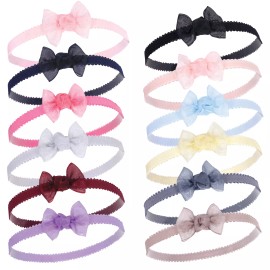 Hudson Baby Infant Girl Headbands 12pk, Navy, 0-24 Months