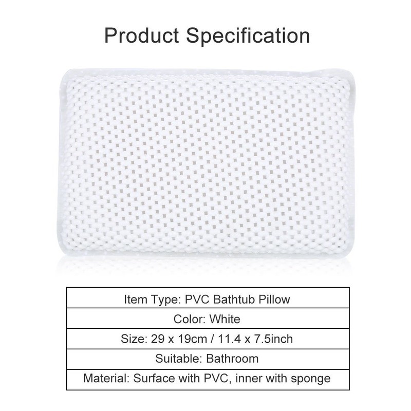 Bathtub Spa Pillow, Soft Quilted Waterproof Non Slip Bath Pillow