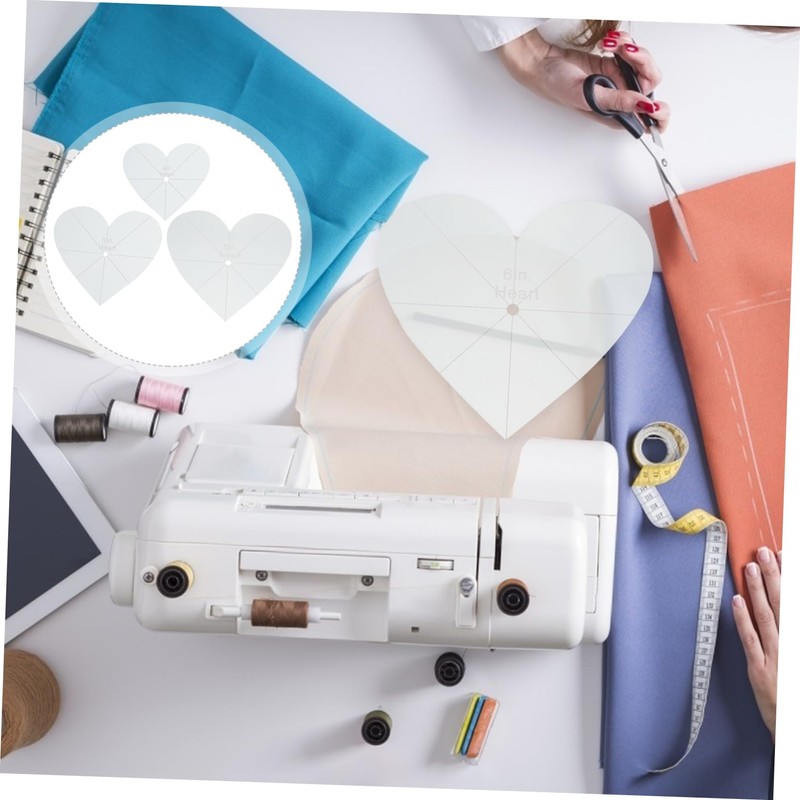 SEWACC 3pcs Acrylic Patchwork Rulers Heart Shape Sewing Rulers for