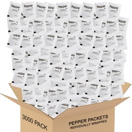 Pepper Packets, Ground Black Pepper 3000 Bulk Total - Individually Wrapped Single Serve Packs - Restaurant Quality