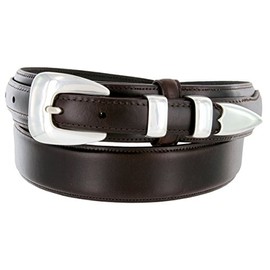 S5354 Oil Tanned Leather Ranger Belt With Sterling Silver Smooth Buckle