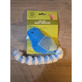 Greenbrier GKC Plush Cat Toy Bird w Bell 12"  with Reflective Wings Blue