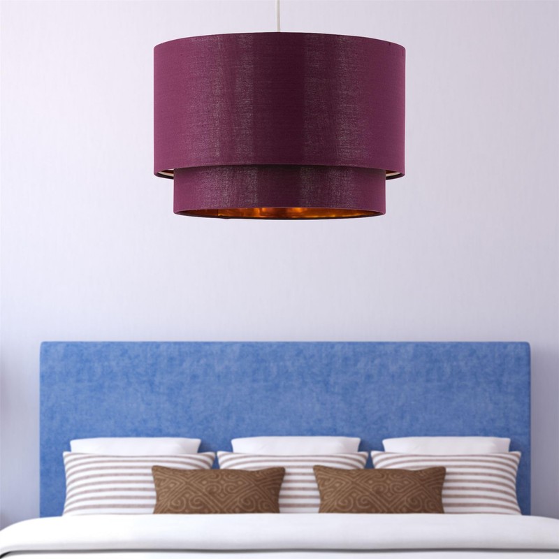 firstchoicelighting Burgundy Ceiling Light Shade, Easy Fit Pendant, Metallic Gold
