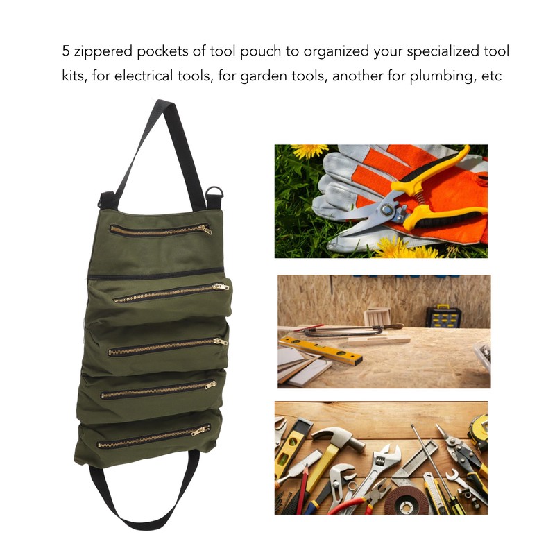 Car Back Seat Tool Storage Bag Canvas Garden Foldable Roll