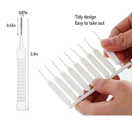 Uramoto Shower Nozzle Cleaning Brush 20pcs, Anti-Clogging Hole Head Multifunctional Small for Pore Bathroom Home Supplies Nylon Bristle Cleaner White