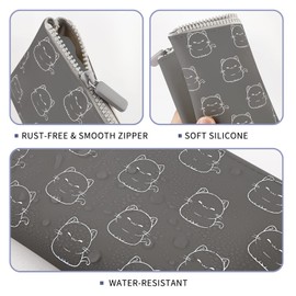 Manmihealth Cute Cat Silicone Makeup Bag, Cosmetic Bags for Women, Portable Purse Pouch for Travel Essentials, Zipper Storage Organizer Bag, 1-Pack.(Gray01)
