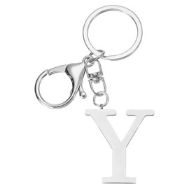 PATIKIL Initial Letter Key Chain, Letter A-Z Keychain Initials Keyring Cute Metal Alphabet Keyrings for Keys Handbag Backpack, Silver (Y)